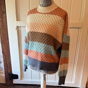 89th + Madison Striped Multicolor Women's Sweater Medium